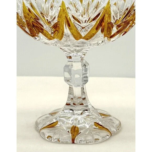 Vintage Heavy Brown Accents Glass Candy Dish Nut Bowl SKU449 - Picture 4 of 6